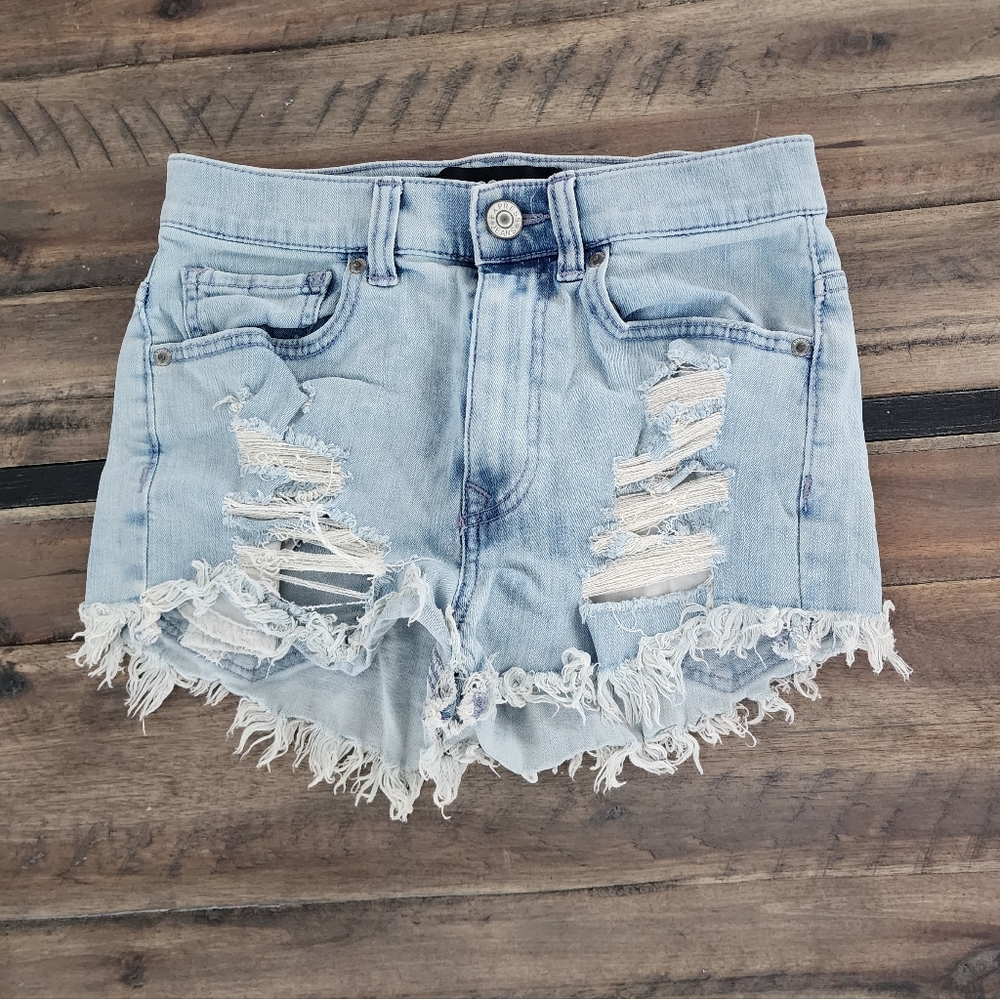 Express high rise cut off distressed frayed hem shorts